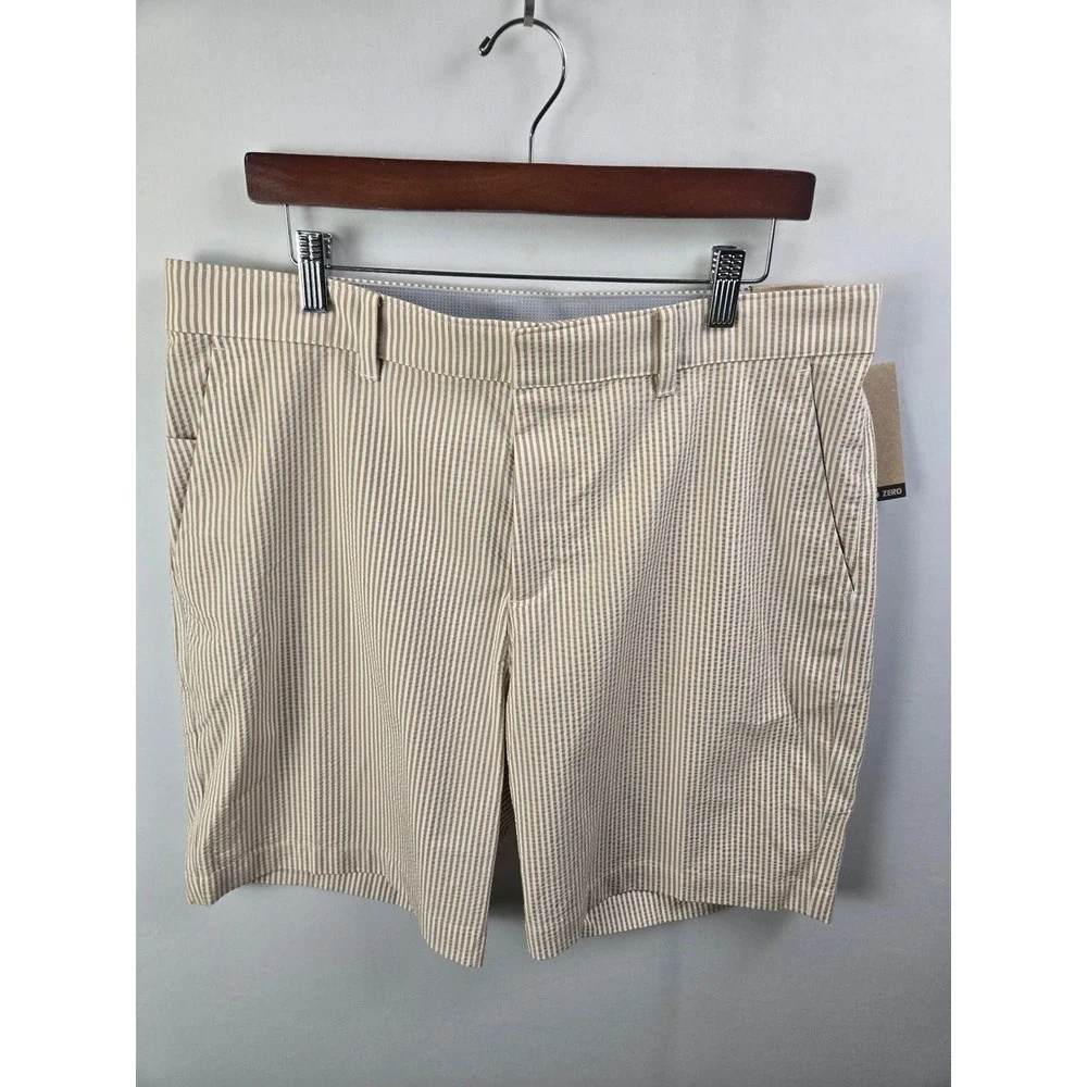 Nike Golf Seersucker Shorts Mens 36 Tan White FQ2091-200 New with Tags Striped